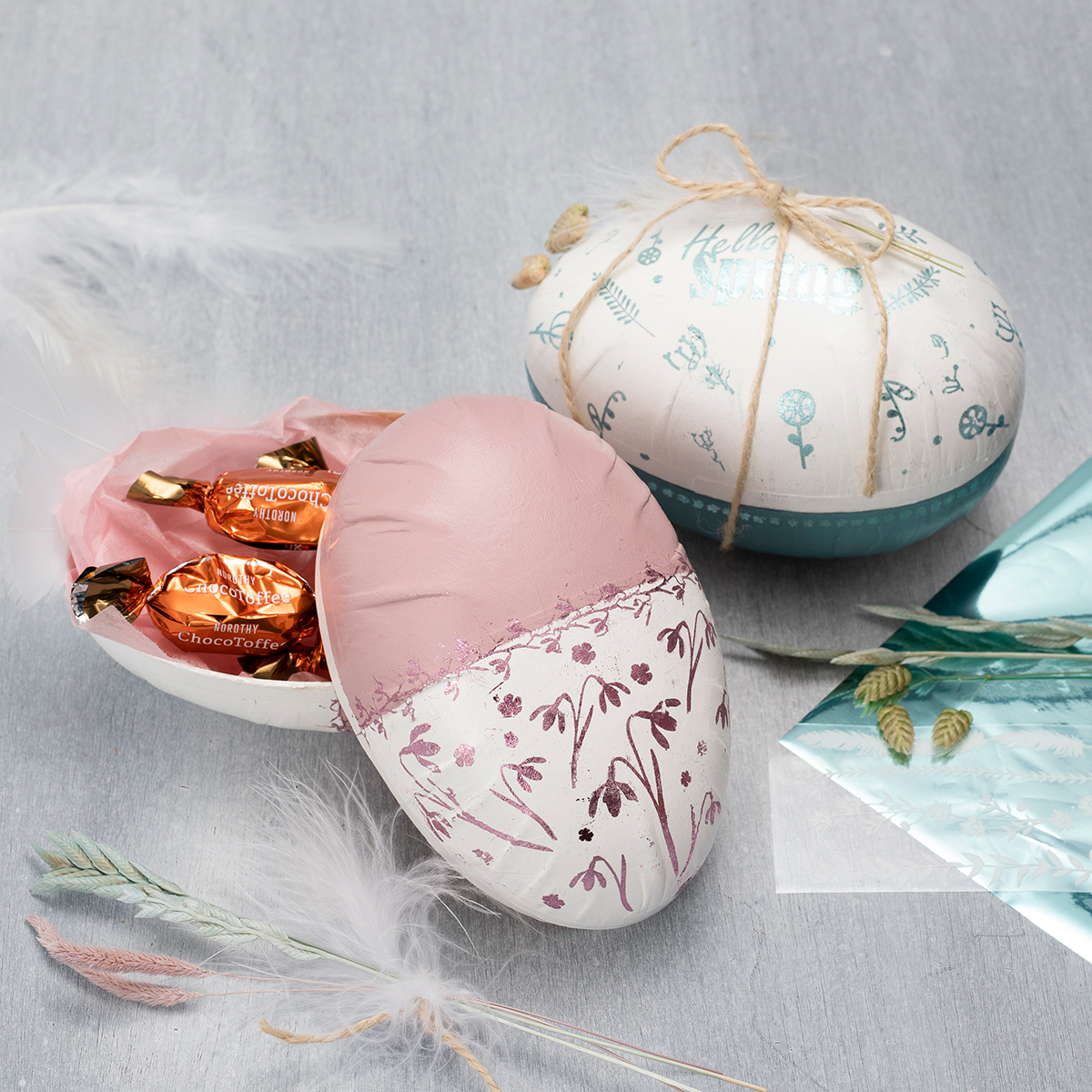 Karton-Eier Set teilbar Ø 12/15/18cm 3St. braun Karton-Eier Set teilbar Ø 12/15/18cm 3St. braun