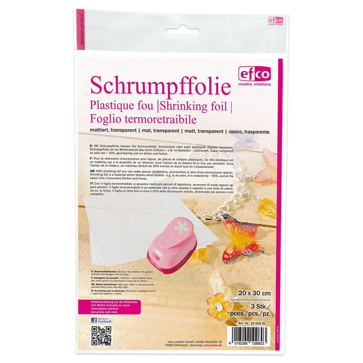 Schrumpffolie 20x30cm mattiert transparent 3 Bogen