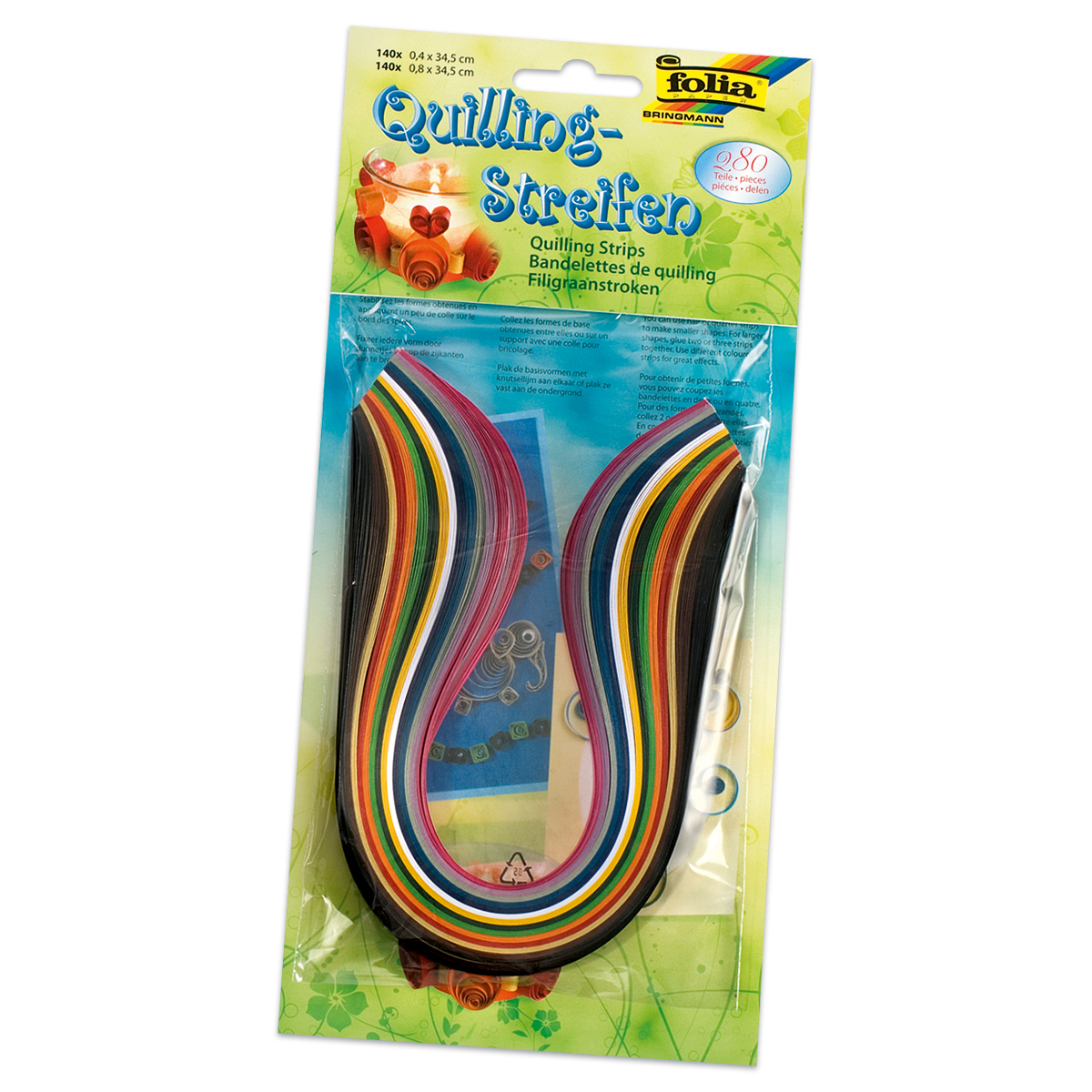 Quilling-Streifen Papier 40&80mm 280 St. bunt