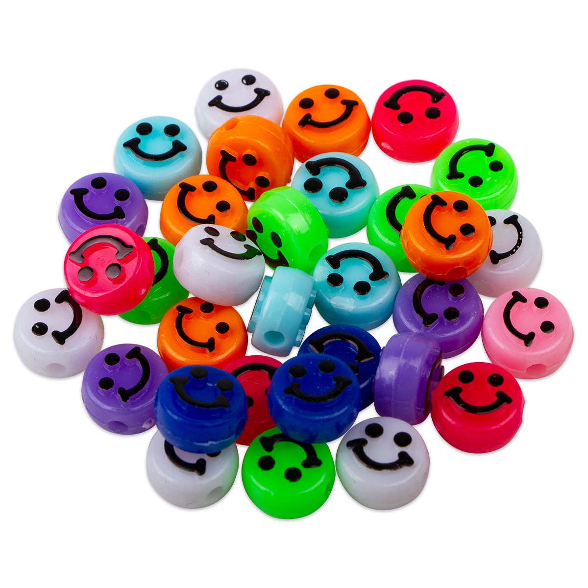 Kunststoffperlen Smilie Ø 10mm ca. 100 St. bunt