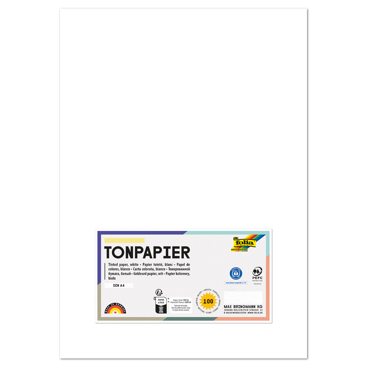 Tonpapier 130g/m² DIN A4 100 Bl. weiß