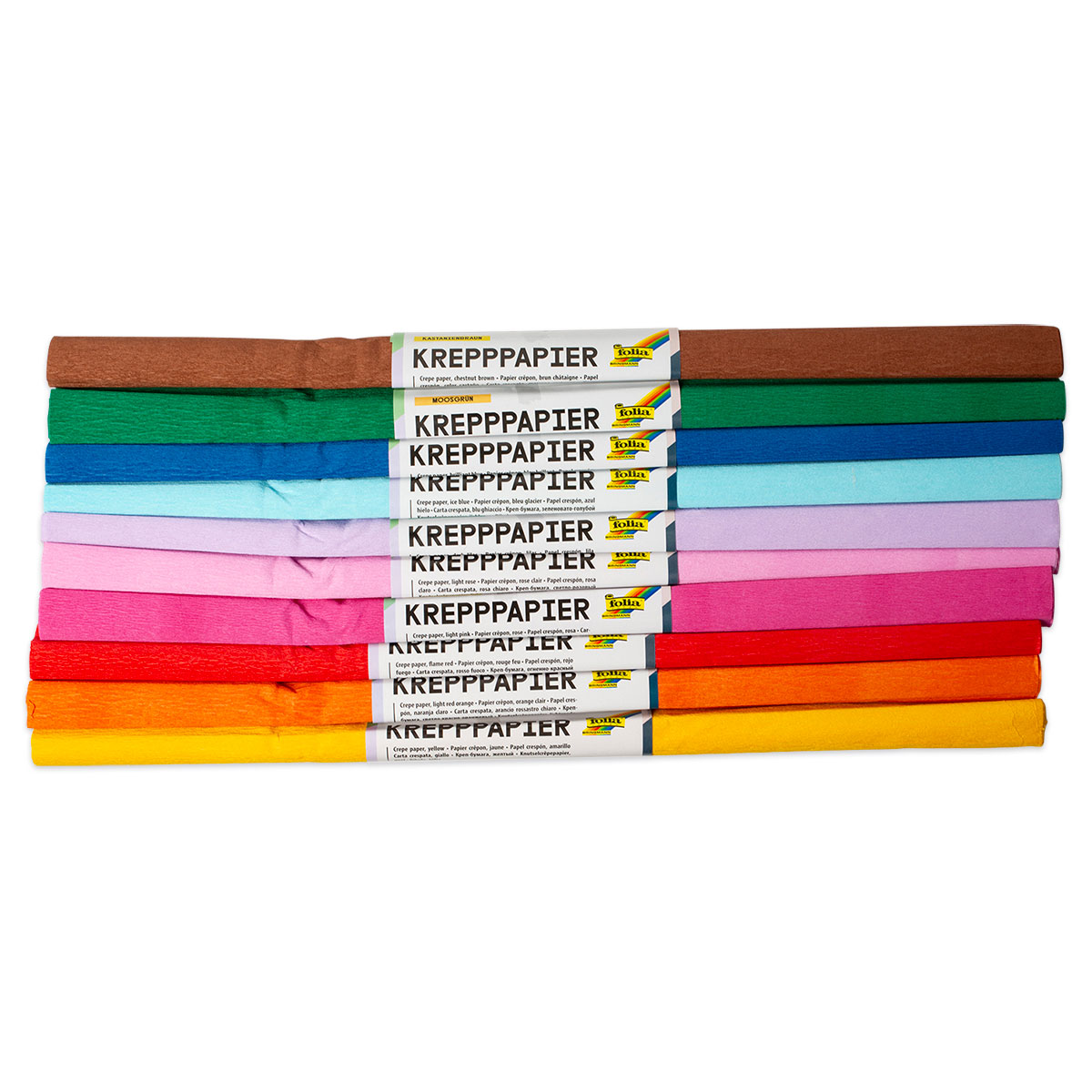 Krepppapier-Rollen 50cmx2,5m 10 Rollen/Farben nassfest