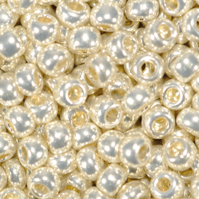 Rocailles metallic glänzend 2,6mm 17g silberfarben