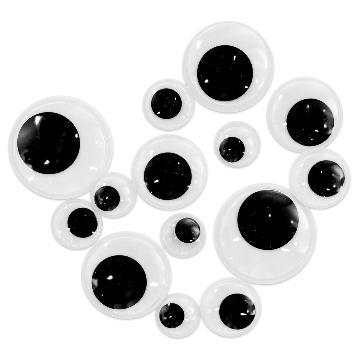 Wackelaugen rund XL Set 18-40mm 510 St. schwarz/weiß