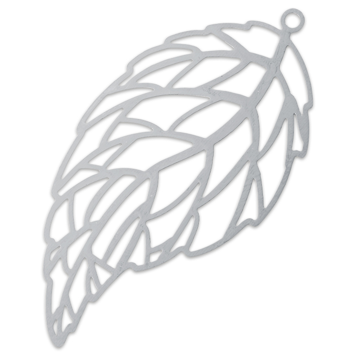 Metallanhänger Blatt ca. 42x22mm platinfarben