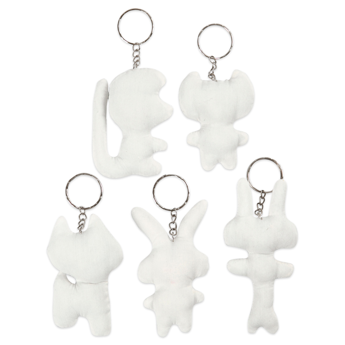 Stofftiere mit Schlüsselring ca. 6-10cm 5 St. weiß