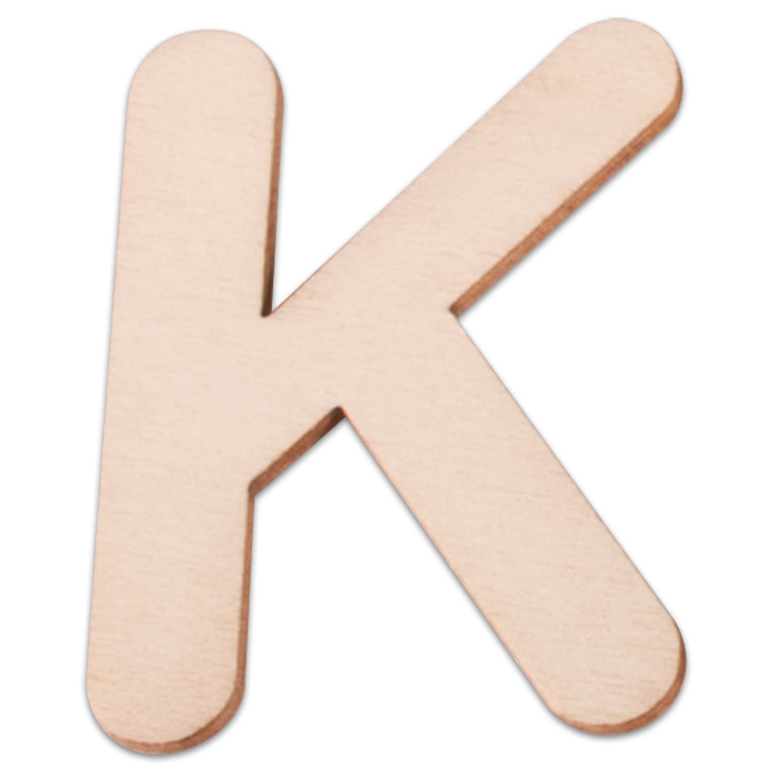 Holzbuchstabe K ca. 3mm 6cm hoch natur