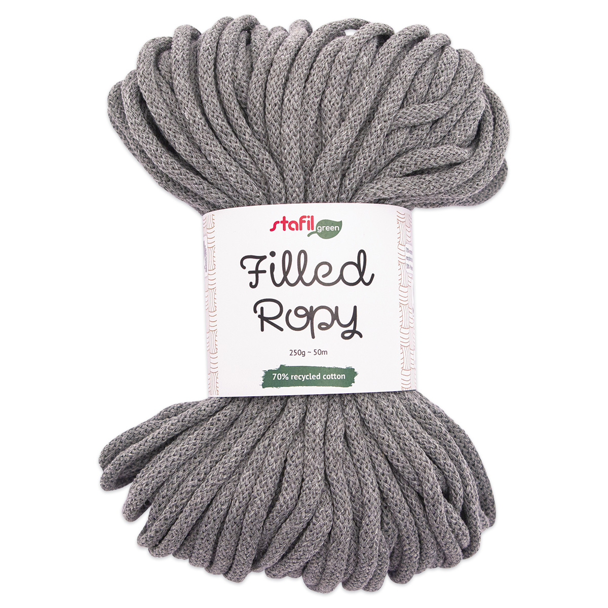 Filled Ropy Textilschnur 250g grau meliert