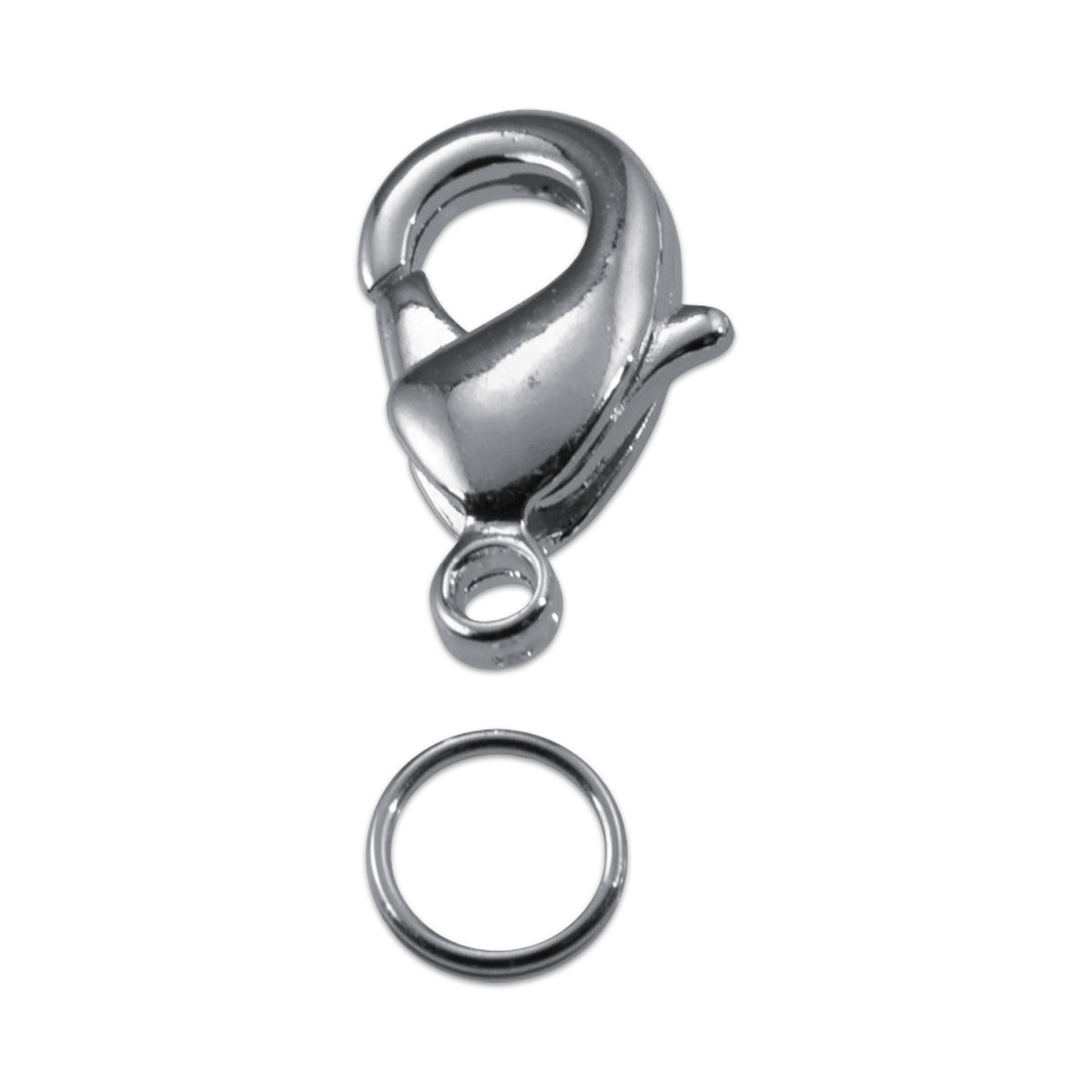 Karabiner + Spaltring Metall 12mm 4 St. platinfarben