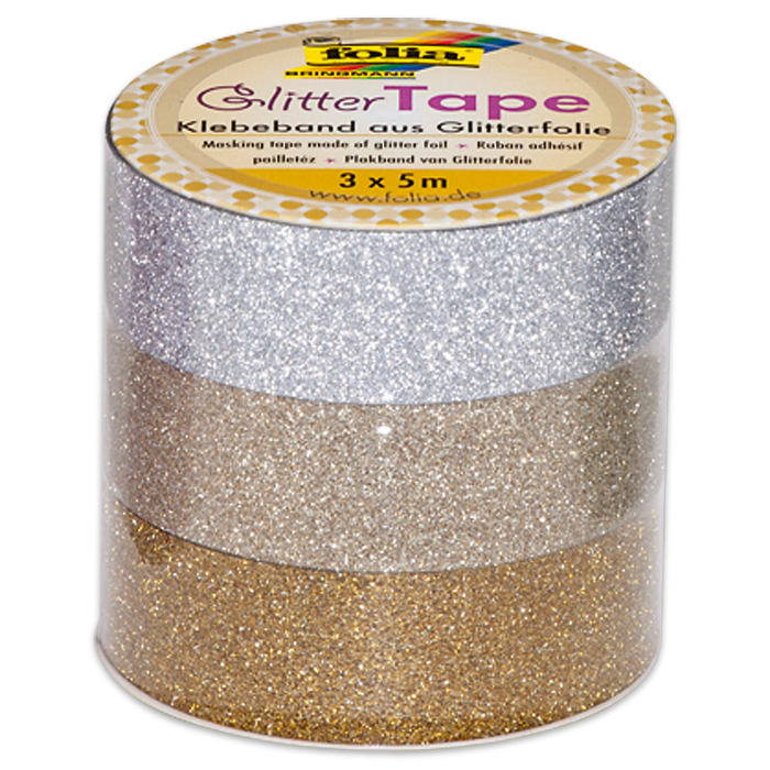 Glitter-Tape 15mm 3x5m silber/hellgold/gold