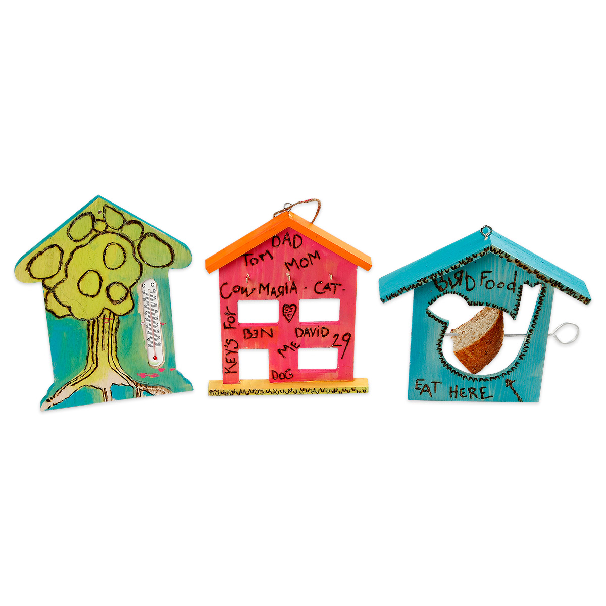 Thermometer-Haus Holz 12x235x165mm natur