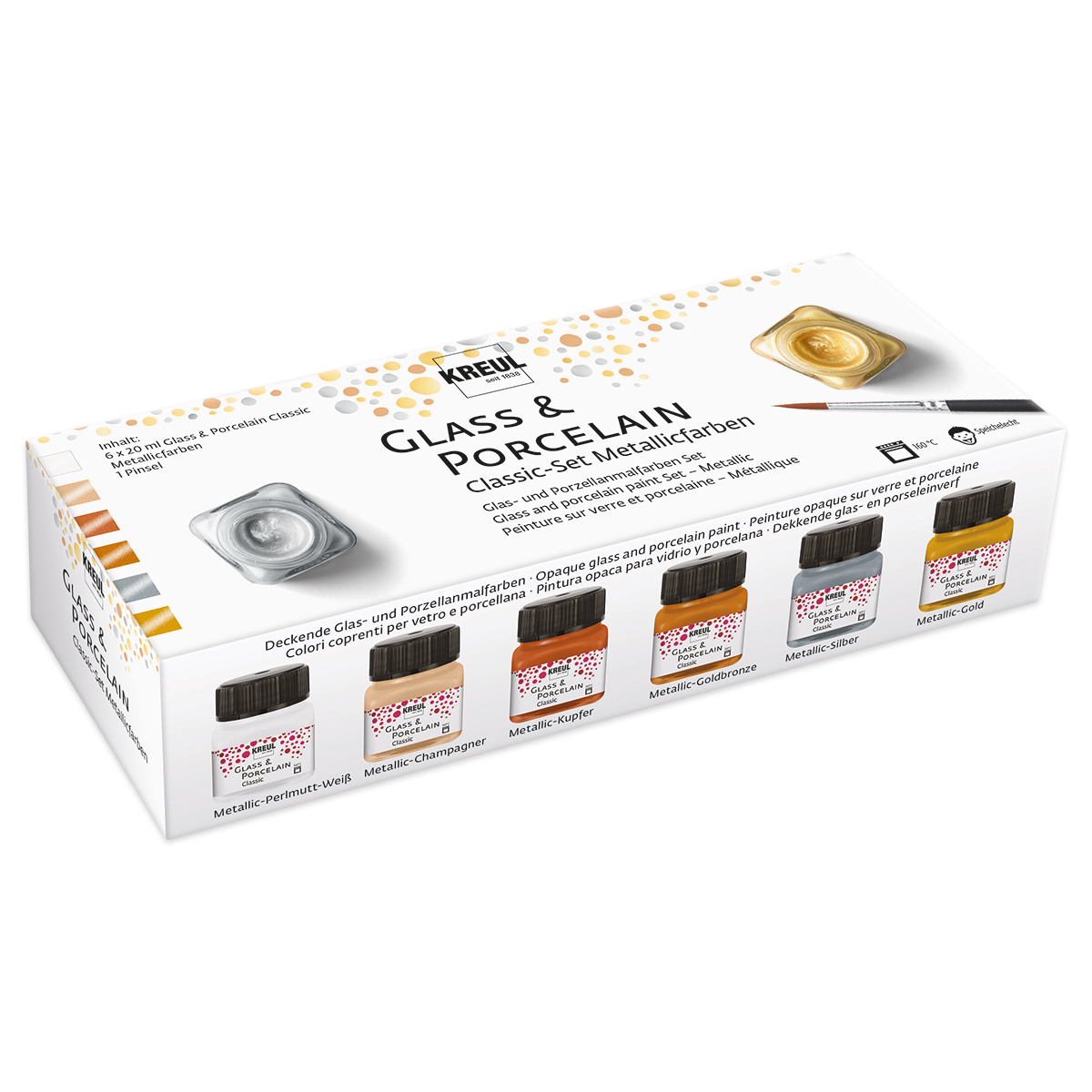 KREUL Glass & Porcelain Classic-Set 6 Farben à 20ml metallic