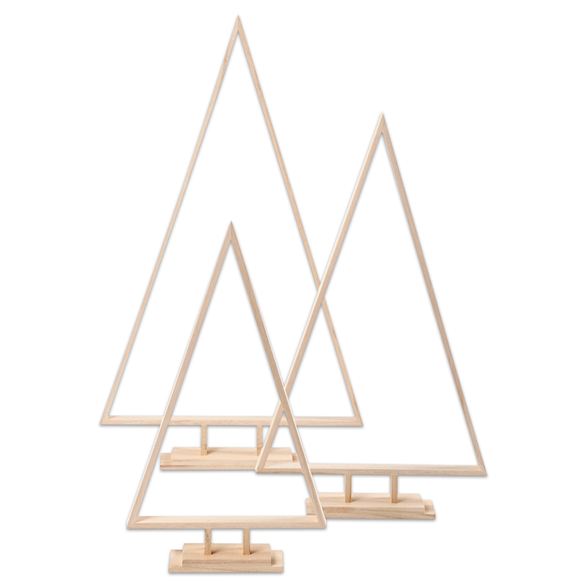 Freistehende Weihnachtsbäume Set Holz natur 3St./Größen