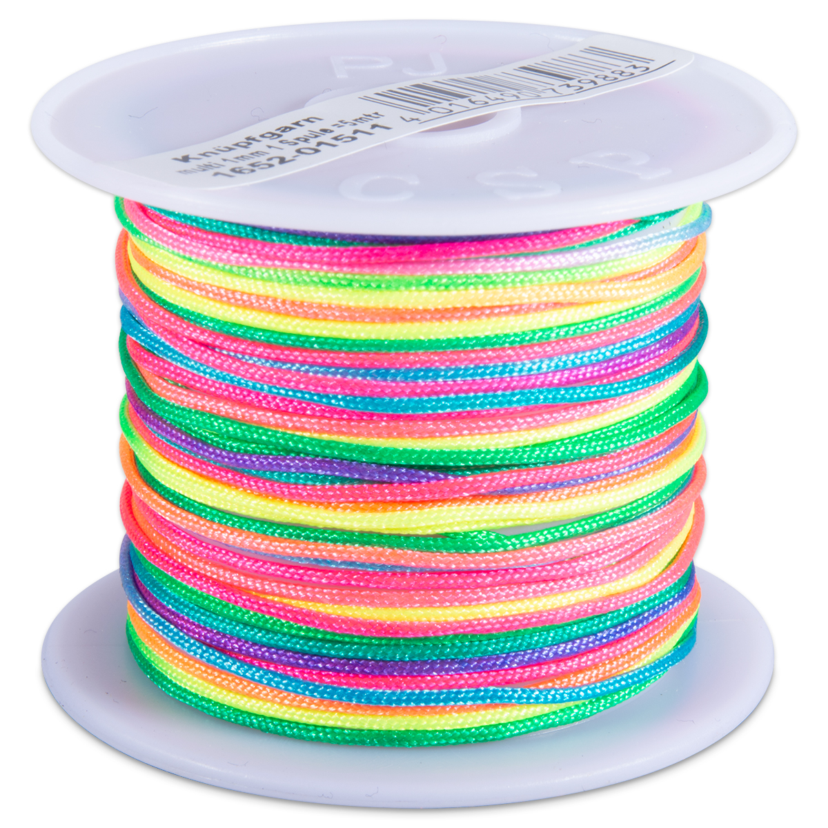 Knüpfgarn glänzend 1mm 5m neon multi