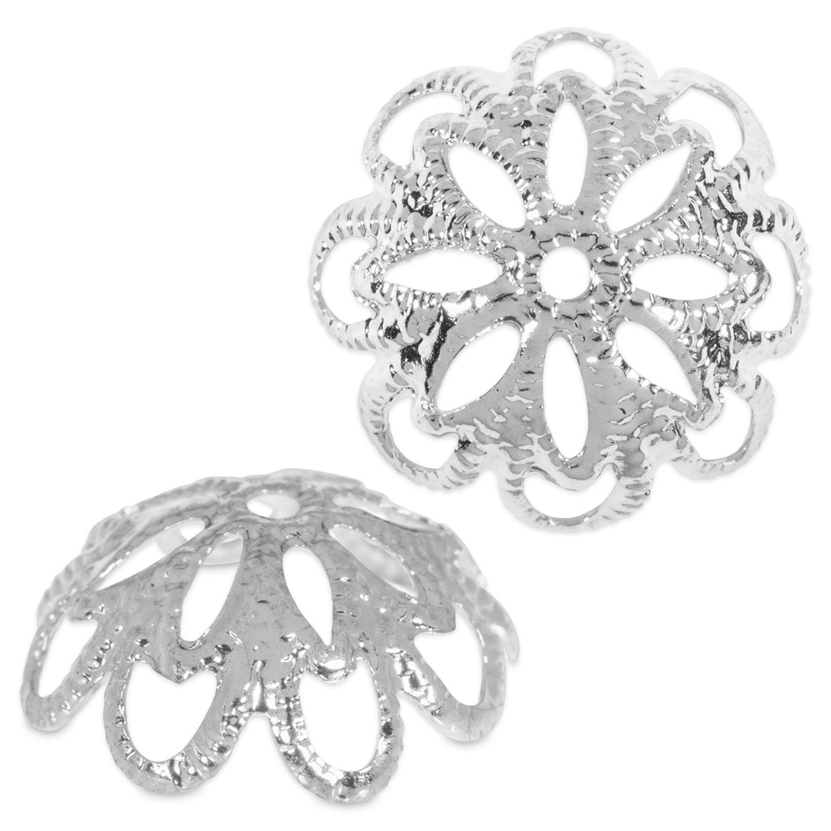 Perlkappen Metall 12mm 8 St. platinfarben