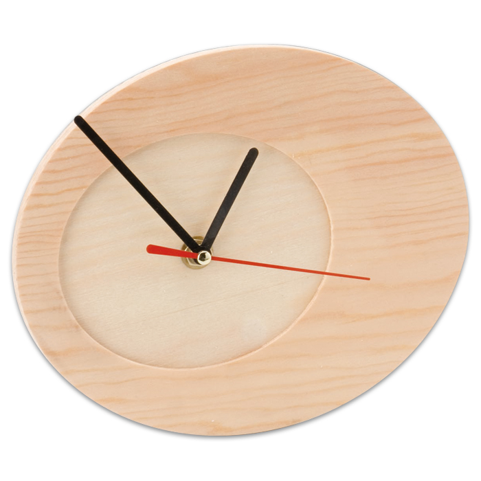 Uhr oval Holz 7mm 17x20cm natur