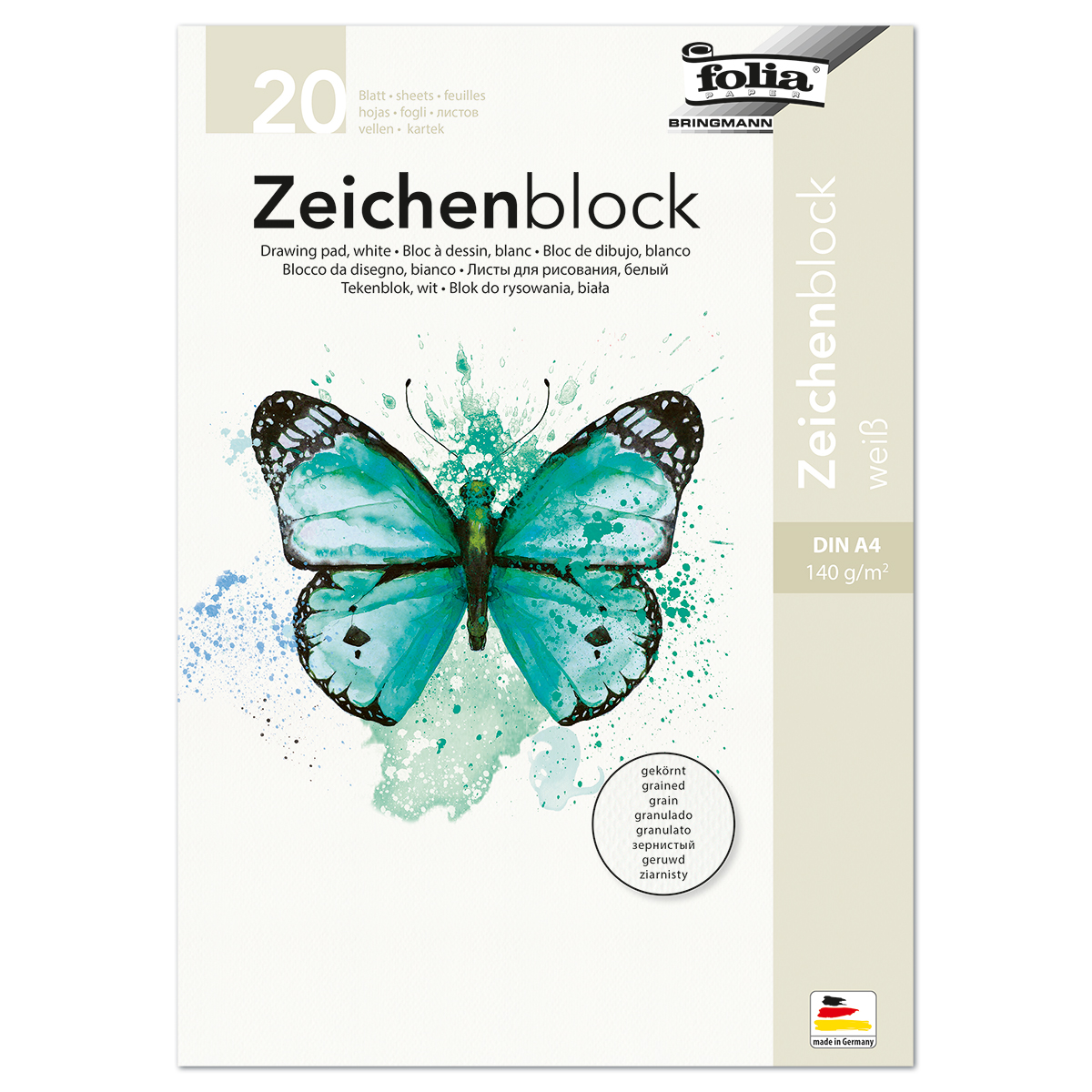 Zeichenblock 140g/m² DIN A4 20 Bl. gekörnt weiß
