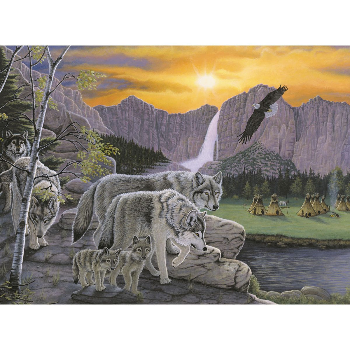 Malen nach Zahlen 28,6x39cm Wolfsfamilie
