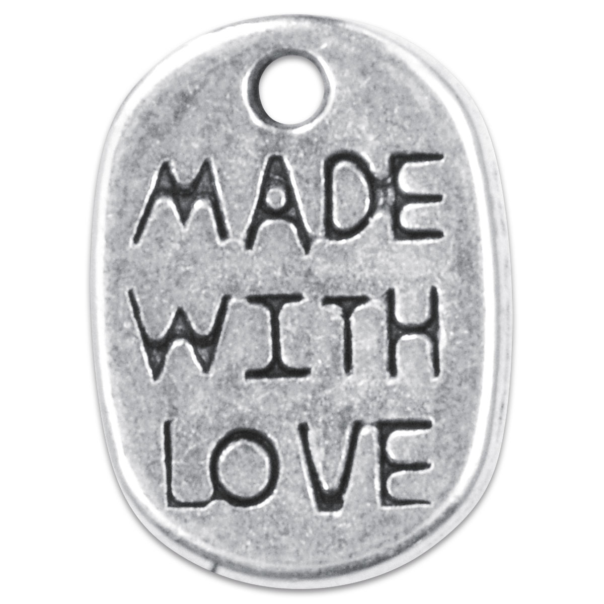 Metallanhänger Made with Love 4 St. altplatinfarben