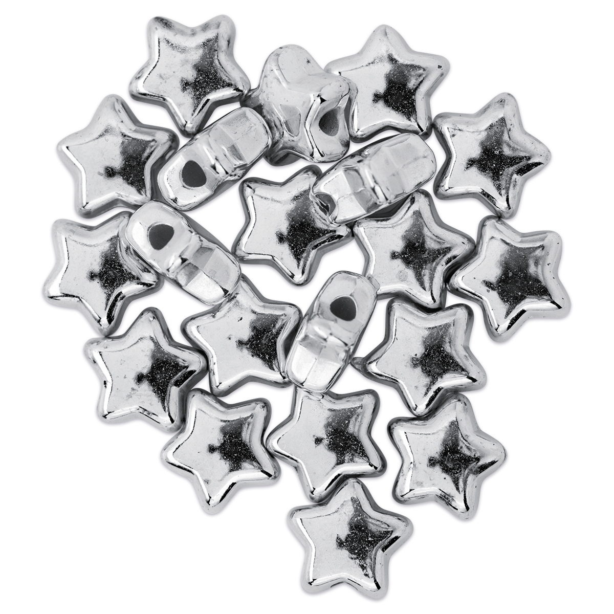 Kunststoffperlen Stern 6mm 7g platinfarben