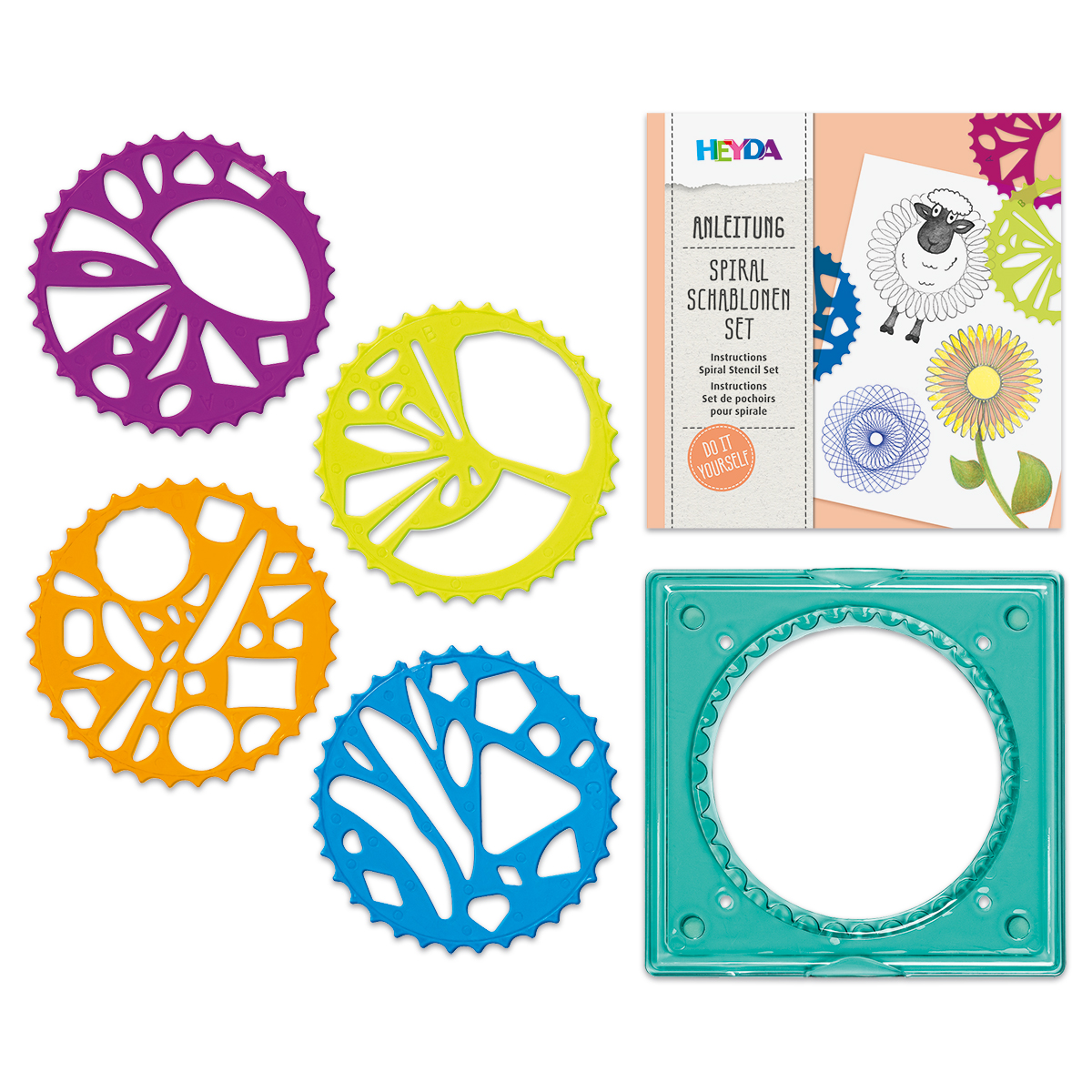 Spiralschablonen Set 5-teilig bunt