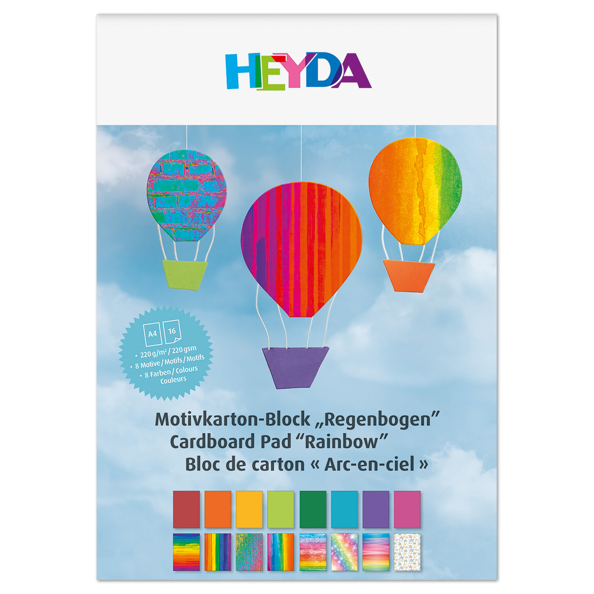 Motivkarton-Block Regenbogen A4 220g/m² 16 Bl.