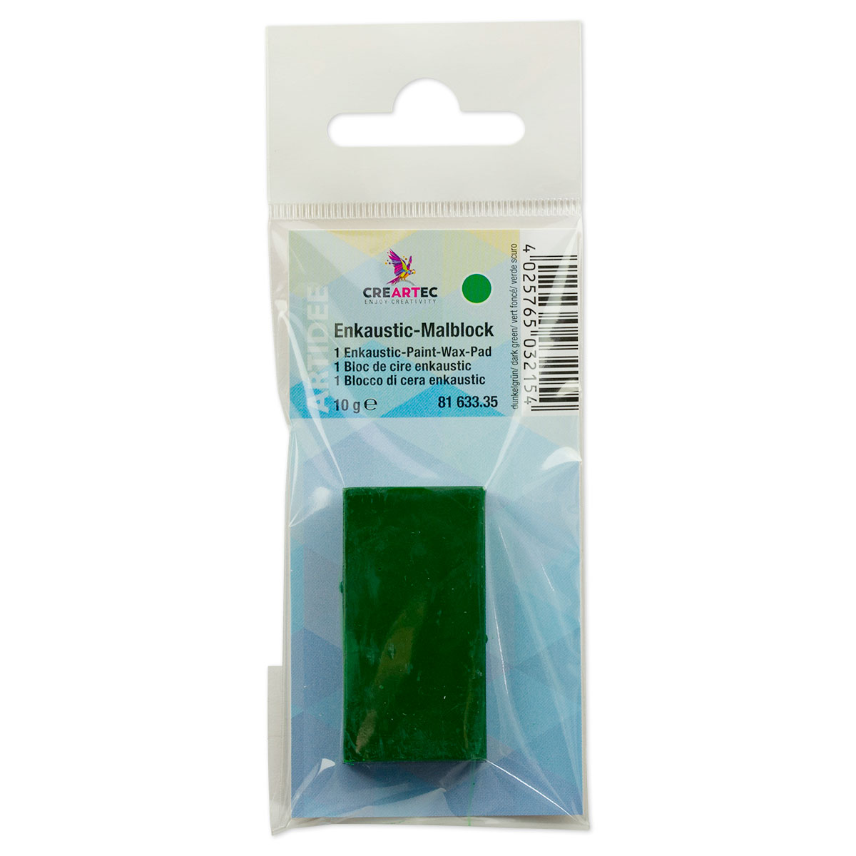 Enkaustik-Malblock 45x25x10mm ca. 10g dunkelgrün