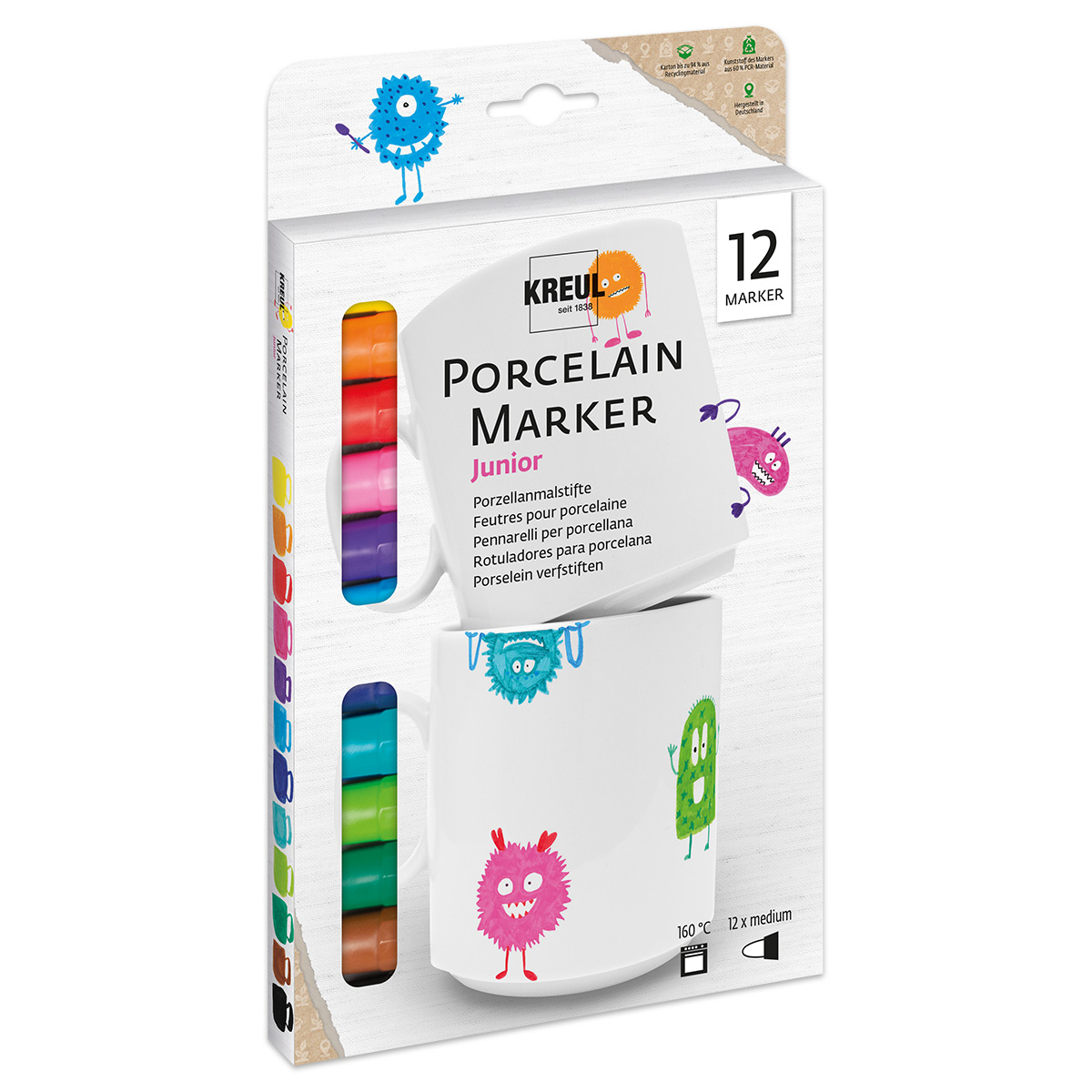 PorcelainPen easy m. Pinselspitze 12 Stifte/Farben PorcelainPen easy m. Pinselspitze 12 Stifte/Farben
