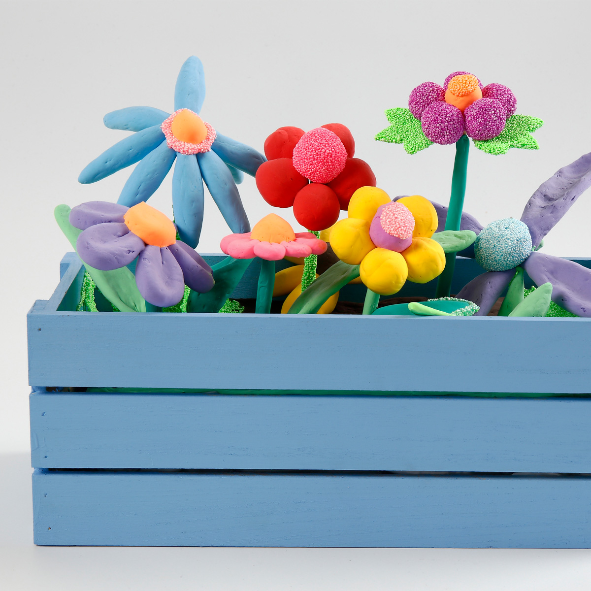 Blumenkasten mit Blumen aus Silk Clay und Foam Clay