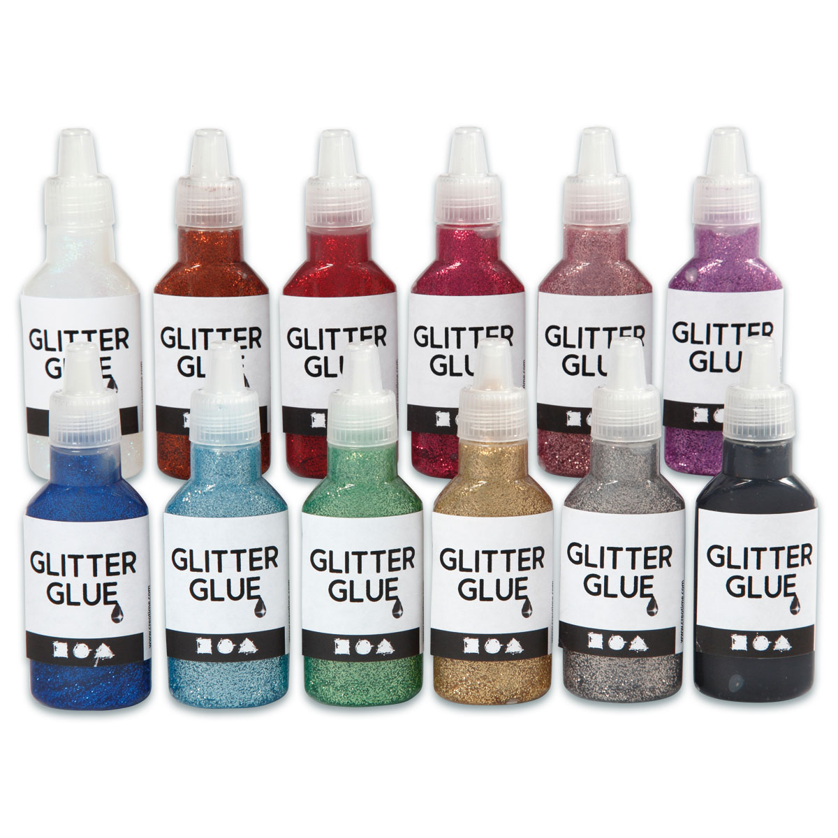Glitzerfarbe/Glitzerkleber 12 Farben à 25ml