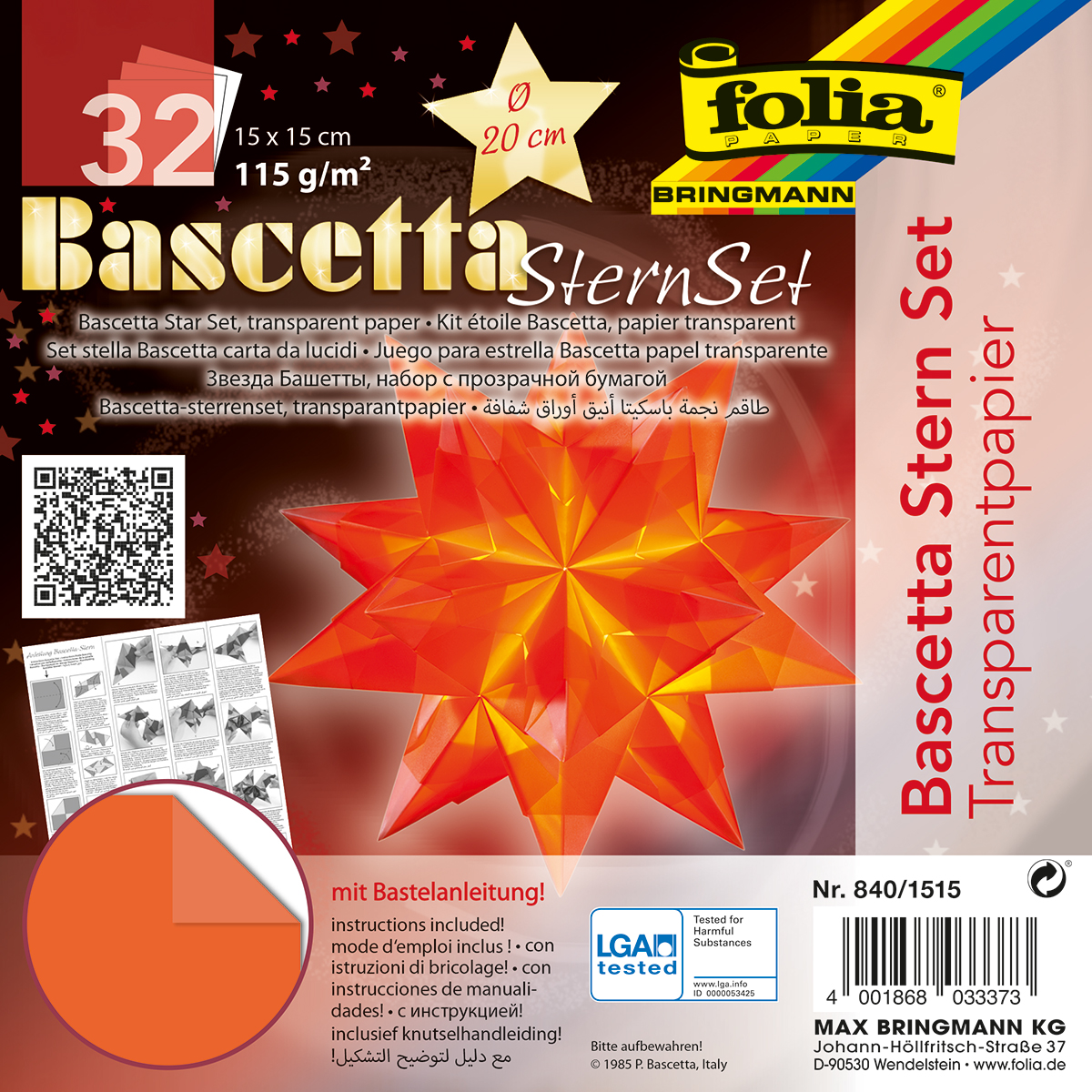 Bascetta-Stern ca. Ø 20cm 32 Bl. orange