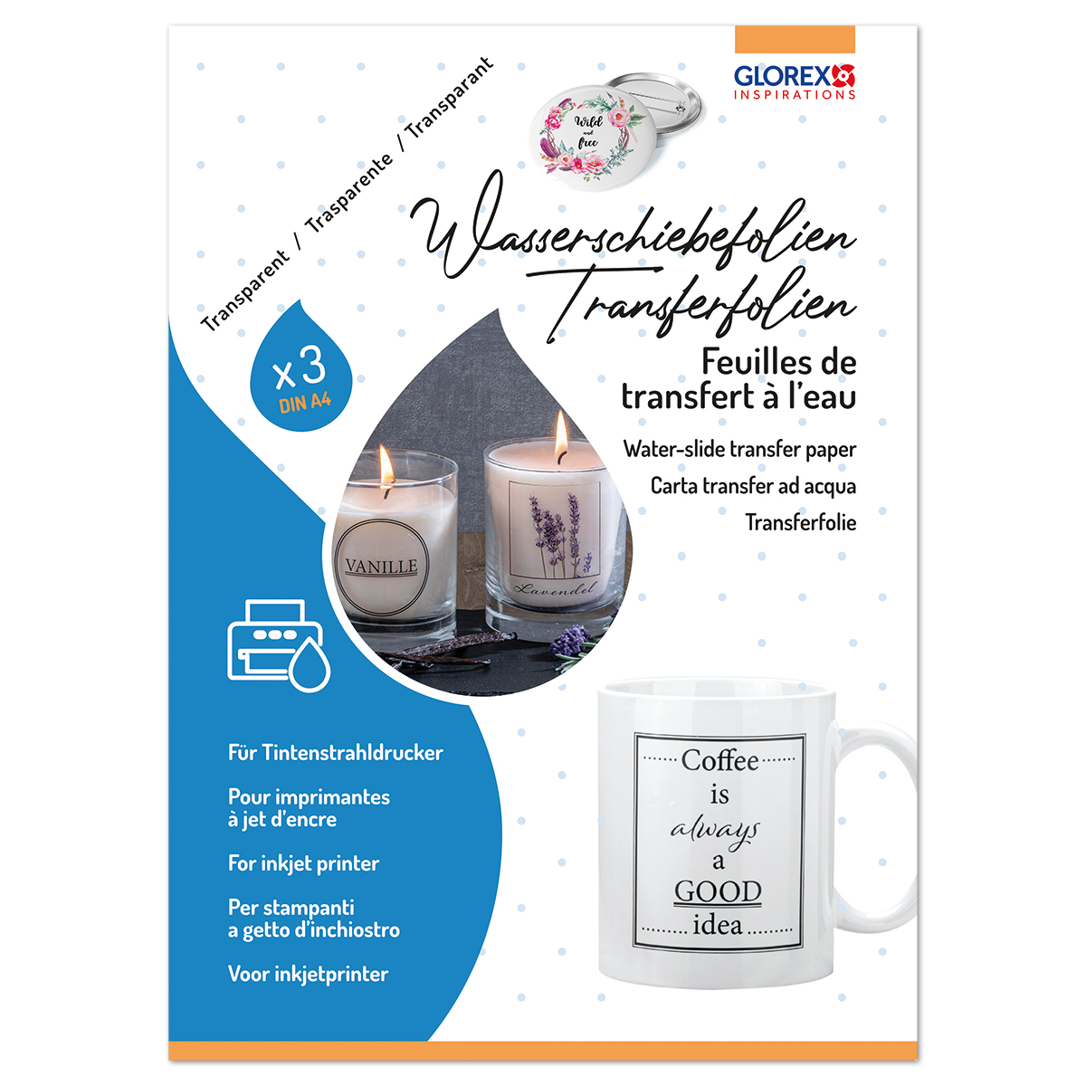 Wasserschiebe-Transferfolien A4 3er-Set