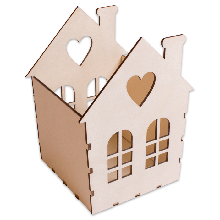 Lichterhaus Holz 2,5mm 11x10x14,5cm natur