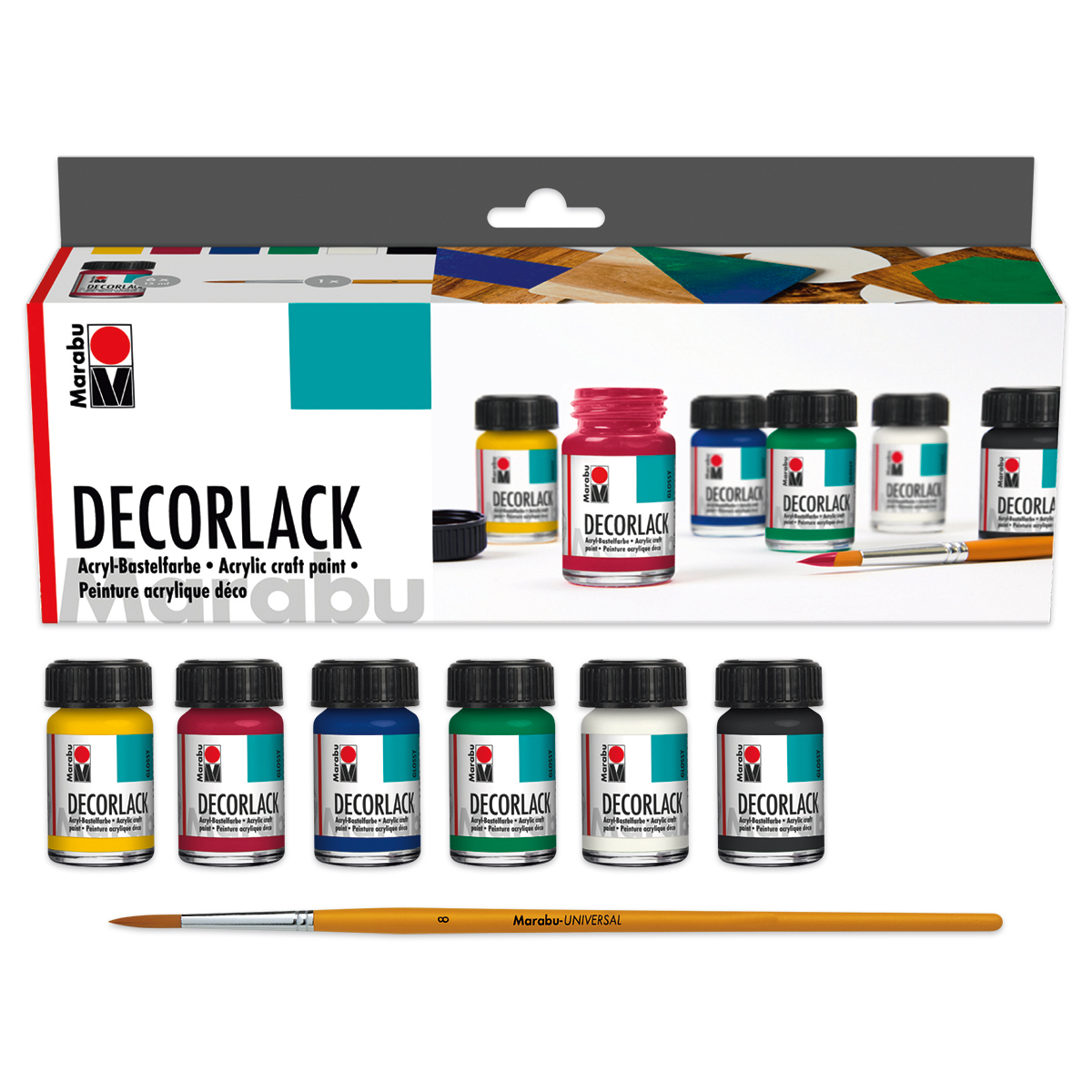 Decorlack Acryl Starter-Set 6 Farben à 15ml glänzend
