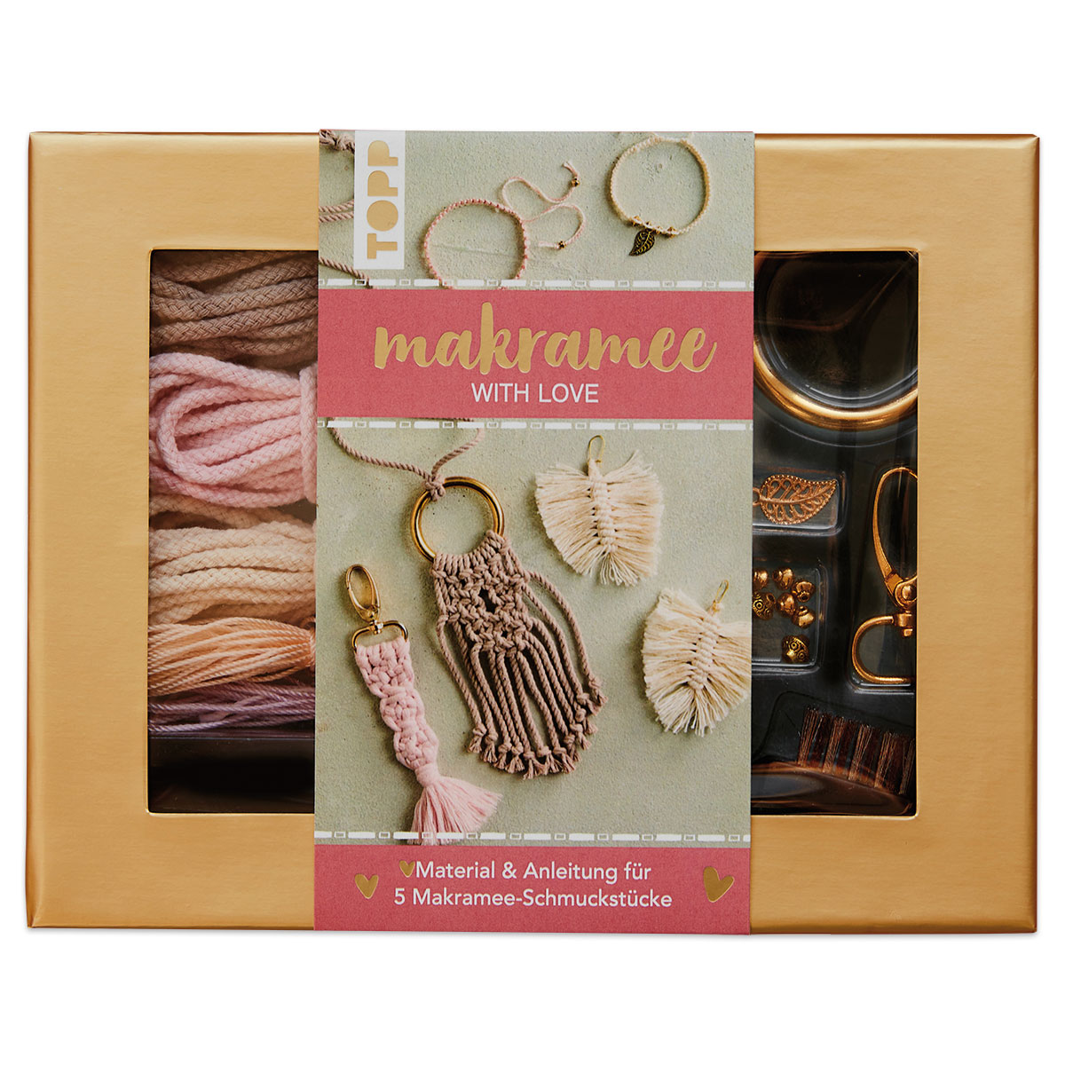 Makramee-Schmuckset With Love rose/natur