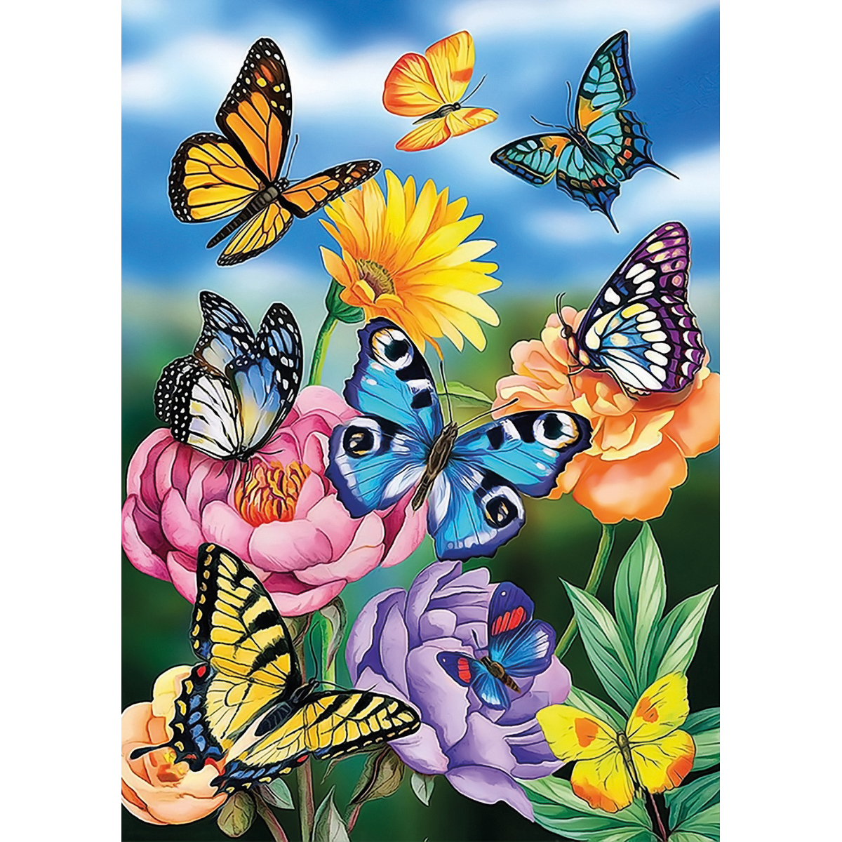 Malen nach Zahlen 39x28,6cm Schmetterlinge mit Blumen