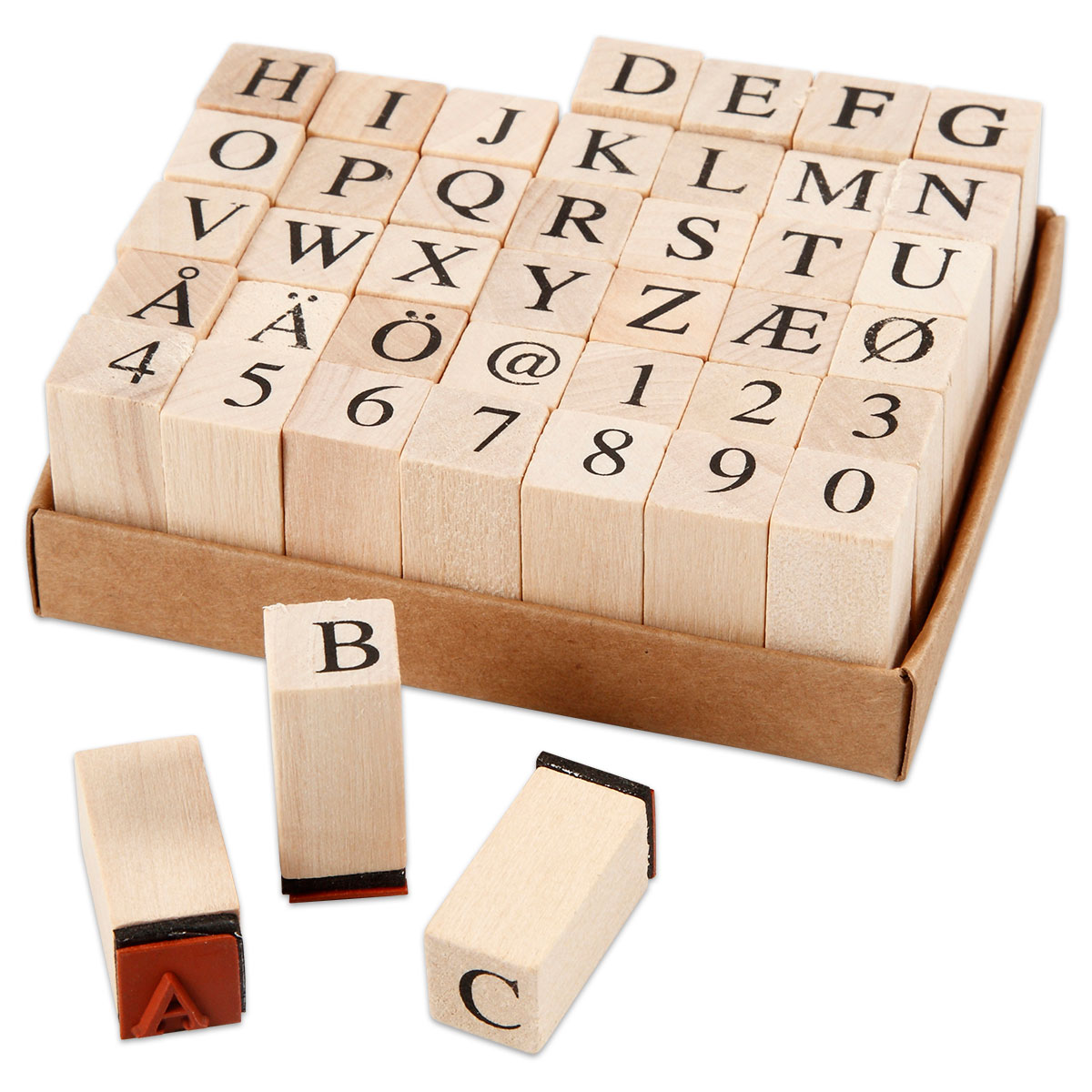 Stempelset ABC & Zahlen 13x13x32mm 42 St.