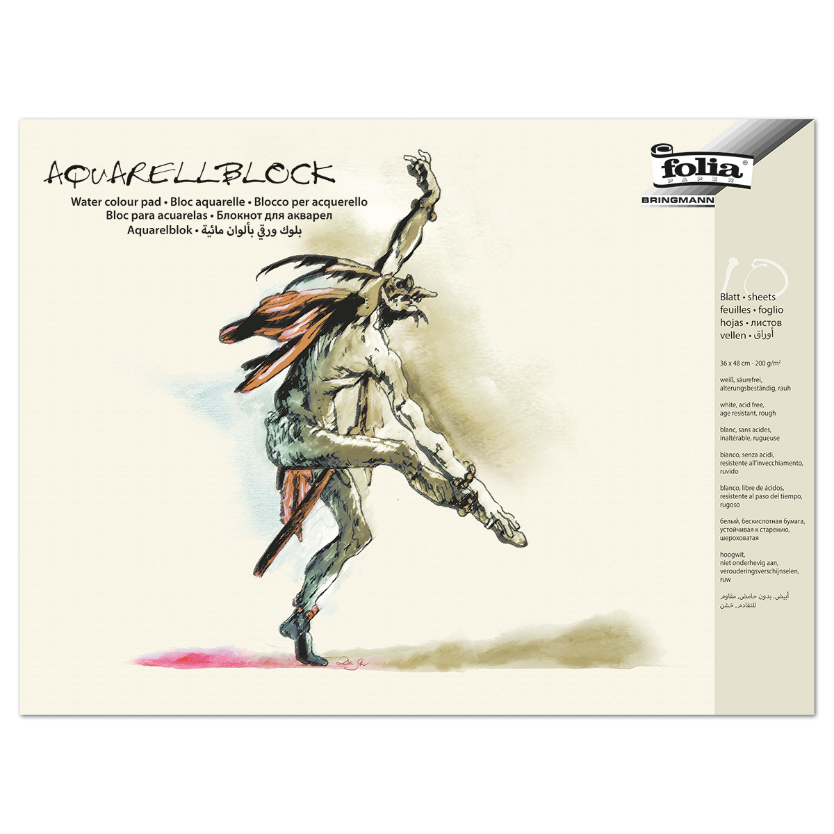 Aquarellblock 200g/m² 36x48cm 10 Bl. rau