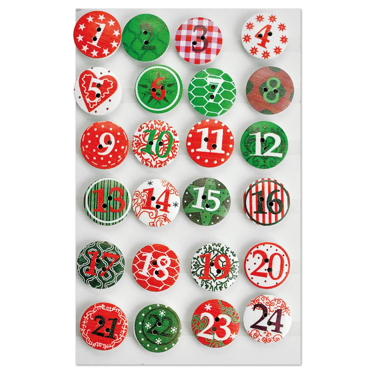 Knöpfe Adventskalenderzahlen 1-24 Ø 2cm 24 St.