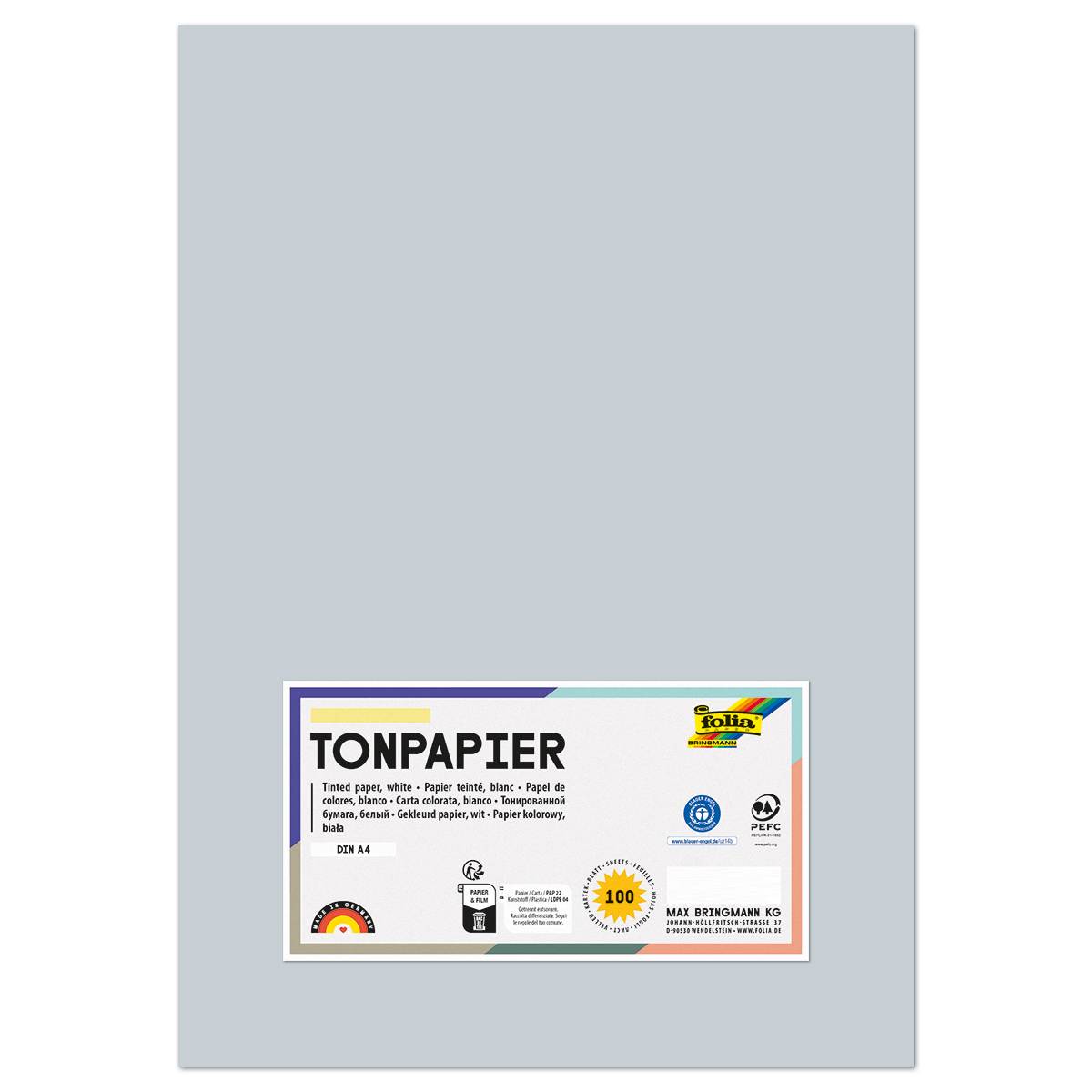 Tonpapier 130g/m² DIN A4 100 Bl. hellgrau