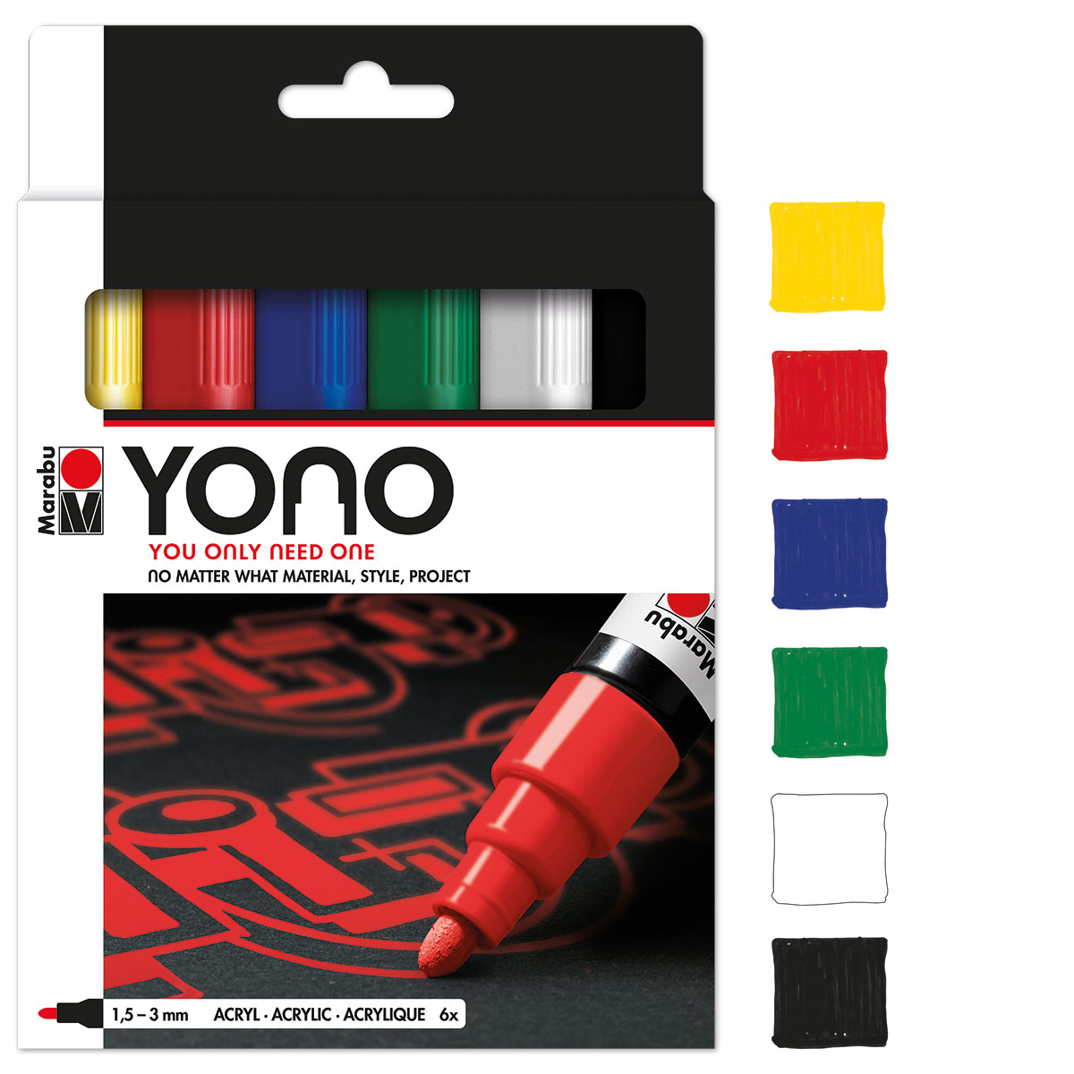 YONO Acryl Marker Set Basic 6 St./Farben