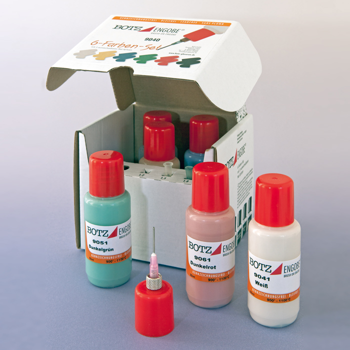 BOTZ Engoben Set inkl. Zubehör 6 Farben à 50ml