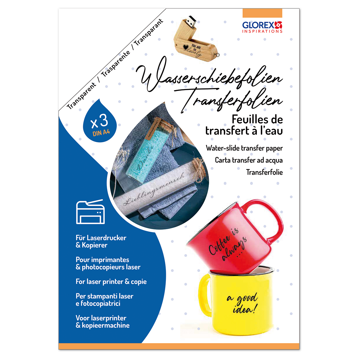 Wasserschiebe-Transferfolien A4 3er-Set