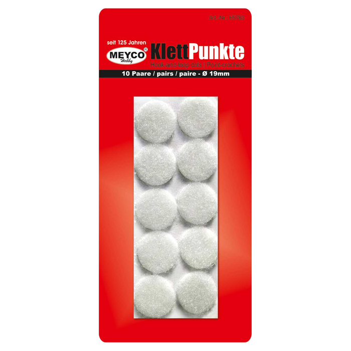 Klettpunkte selbstklebend Ø 19mm 10 St. weiß