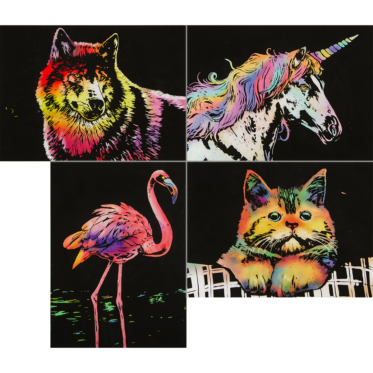 Kratzbilder-Set Rainbow 4 St. Tiere