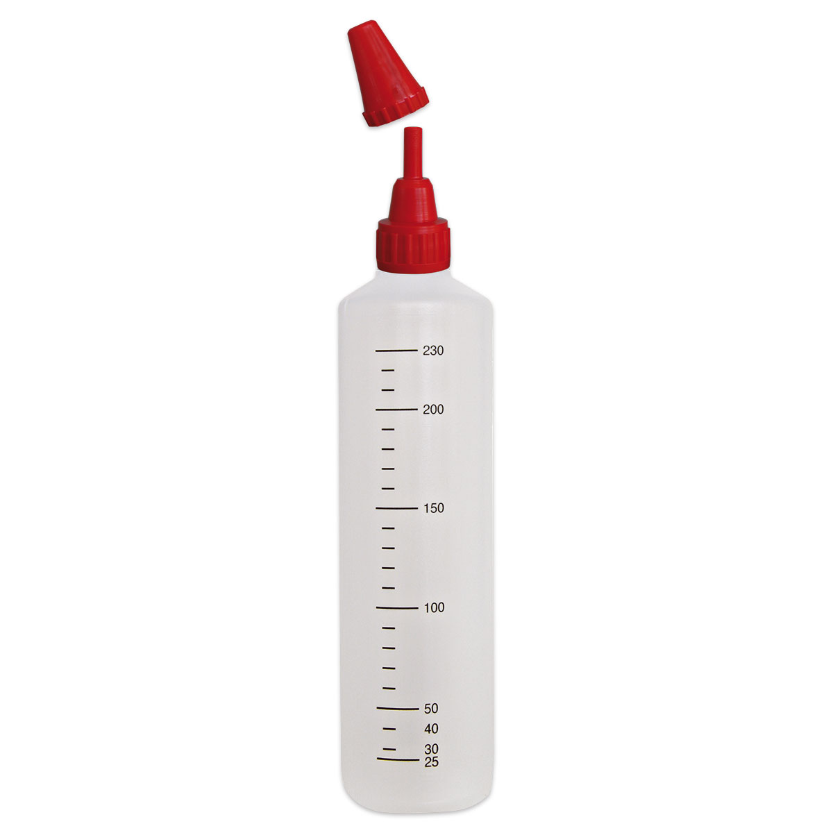 Kunststoffflasche mit Skala 250ml rund natur/weiß
