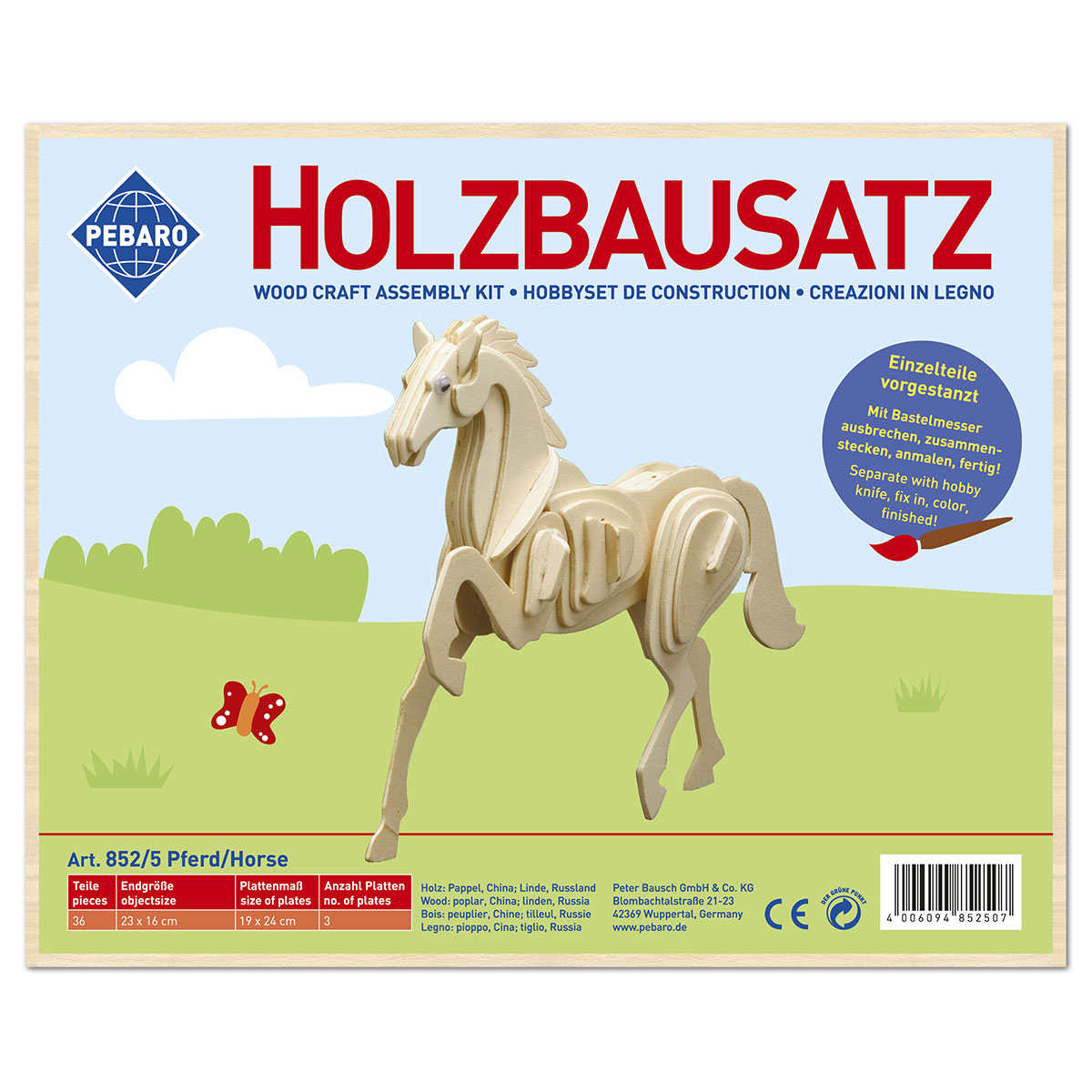 58708525_1 Holzbausatz Pferd 23x16cm 36 Teile