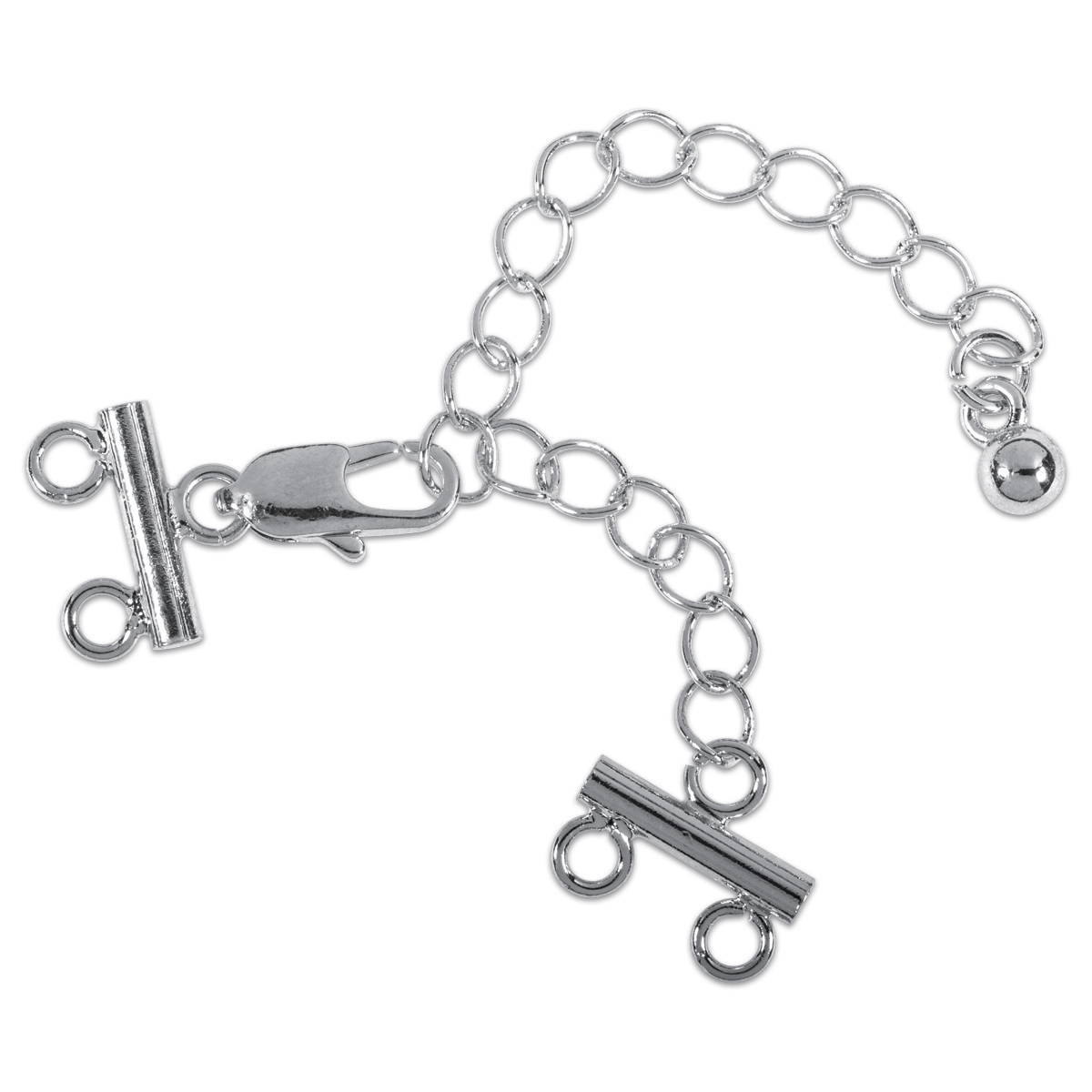 Karabiner 12mm + mit Steg 12mm und 2 Ösen platinfarben