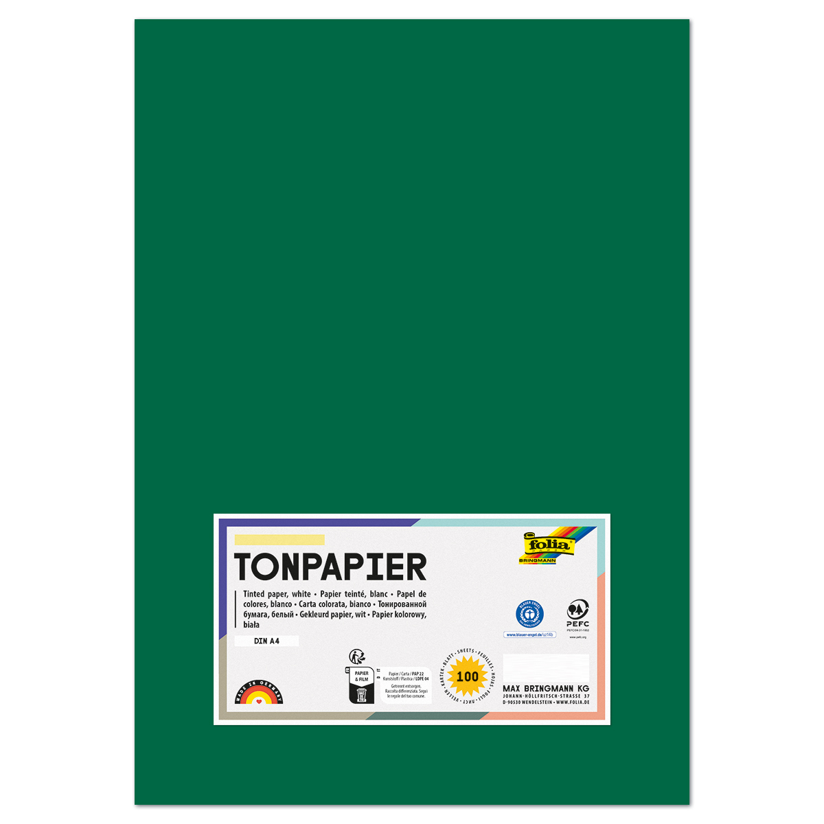 Tonpapier 130g/m² DIN A4 100 Bl. tannengrün