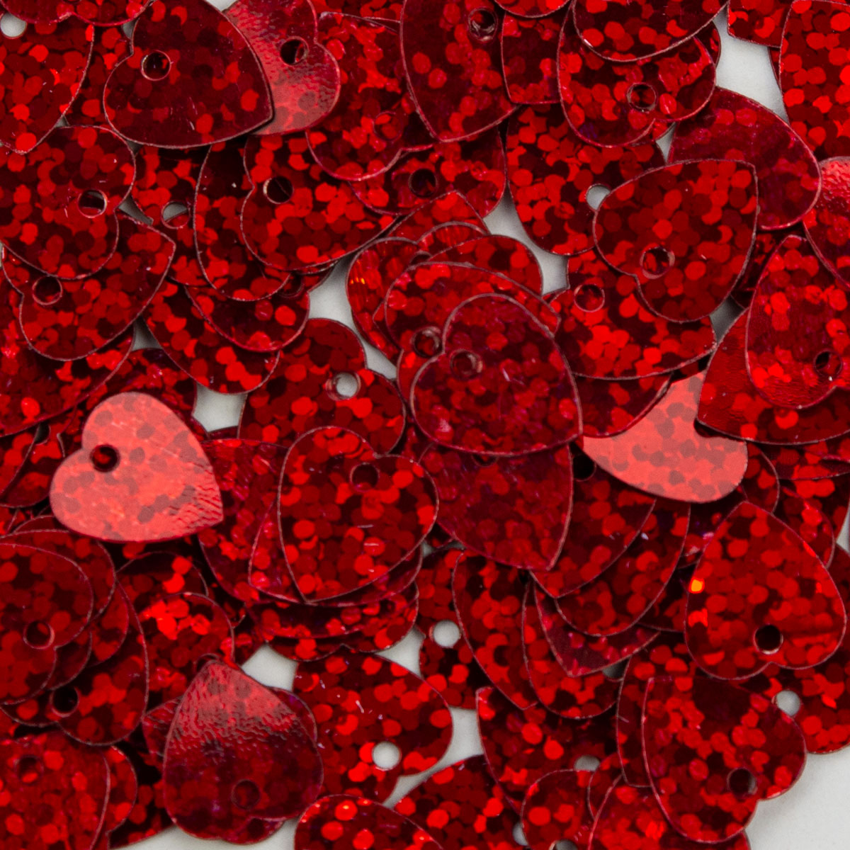 Pailletten glatt Herz ca. 10mm 10g rot hologramm